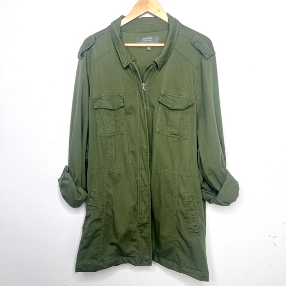 Torrid Utility Jacket, Olive Green Zip up - Picture 11 of 16